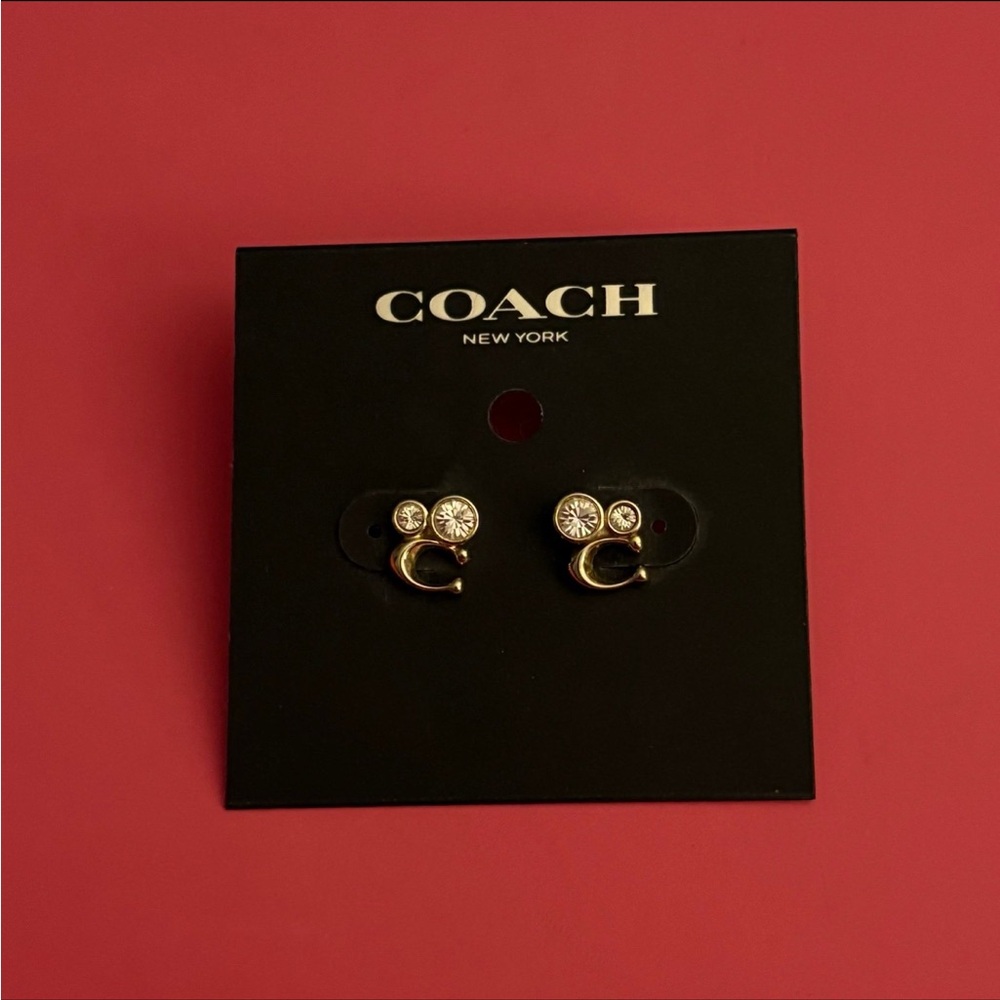 Coach Signature Crystal Cluster Stud Earrings - Picture 4 of 6